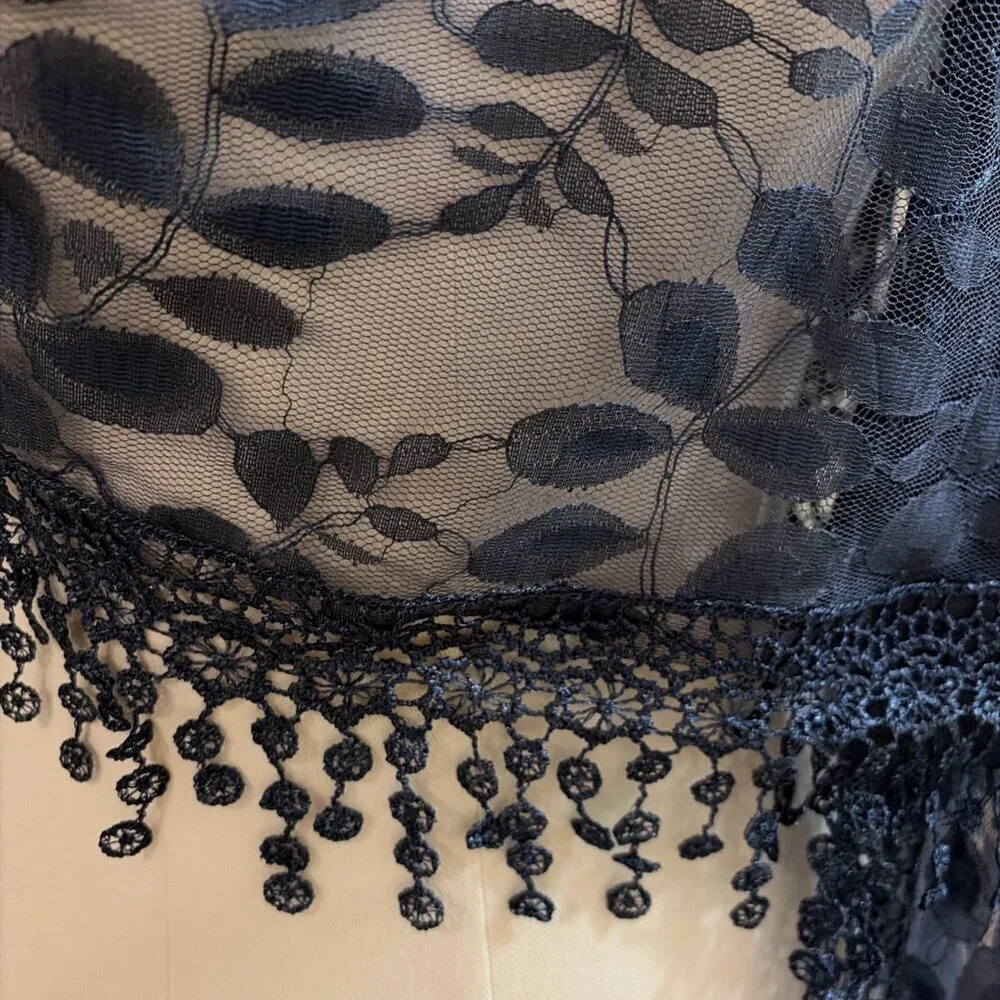 Vintage Leaf Print Sheer Chiffon Scarf Wrap 18X76